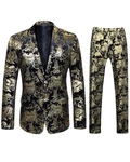 Allthemen Anzug Jacquard Smoking Slim Fit (2 tlg, Sakko & Hose) Beige/Gold/Braun/Gelb