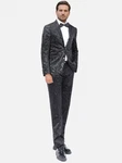 Allthemen Anzug Jacquard Smoking Slim Fit (2 tlg, Sakko & Hose) Schwarz/Dunkelblau/Dunkelgrau