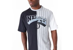 New Era T-Shirt NBA Bronet Half Pinstrip h.grey/blk