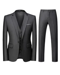 Allthemen Anzug Set Slim Fit ein Knopf Anzug für Hochzeit und Business Dunkelgrau/Grau/Dunkelblau