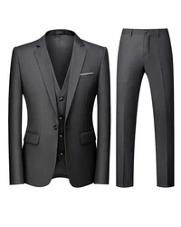 Allthemen Anzug Set Slim Fit ein Knopf Anzug für Hochzeit und Business Dunkelgrau/Grau/Dunkelblau
