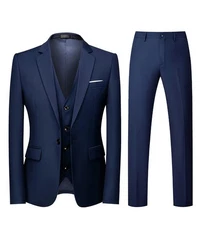 Allthemen Anzug Set Slim Fit ein Knopf Anzug für Hochzeit und Business Dunkelblau