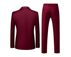 Allthemen Anzug Set Slim Fit ein Knopf Anzug für Hochzeit und Business Dunkelrot/Bordeaux/Rot