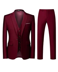Allthemen Anzug Set Slim Fit ein Knopf Anzug für Hochzeit und Business Dunkelrot/Bordeaux/Rot