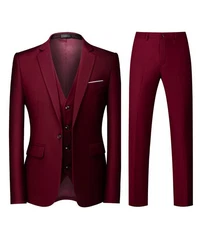 Allthemen Anzug Set Slim Fit ein Knopf Anzug für Hochzeit und Business Dunkelrot/Bordeaux/Rot