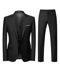 Allthemen Anzug Set Slim Fit ein Knopf Anzug für Hochzeit und Business Schwarz/Dunkelgrau