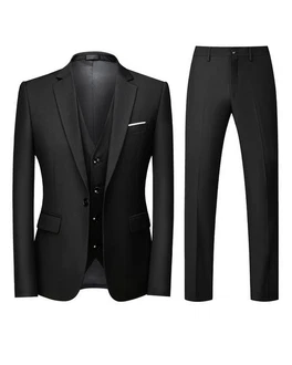 Allthemen Anzug Set Slim Fit ein Knopf Anzug für Hochzeit und Business Schwarz/Dunkelgrau