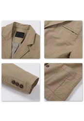 Allthemen Herren Sakko Slim Fit Sportsakko Khaki/Beige