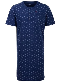 Henry Terre Nachthemd Kurzarm Dunkelblau/Blau