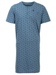 Henry Terre Nachthemd Kurzarm Blau/Hellblau/Grau