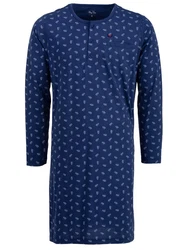 Henry Terre Nachthemd Langarm Dunkelblau/Hellblau/Blau