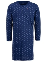 Henry Terre Nachthemd Langarm Dunkelblau/Hellblau/Blau