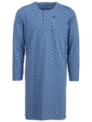 Henry Terre Nachthemd Langarm Hellblau/Blau