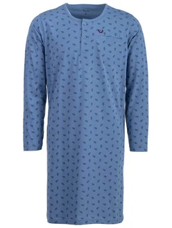 Henry Terre Nachthemd Langarm Hellblau/Blau