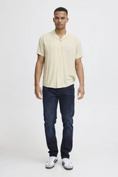 Blend Kurzarmhemd BHShirt Khaki/Weiß/Beige
