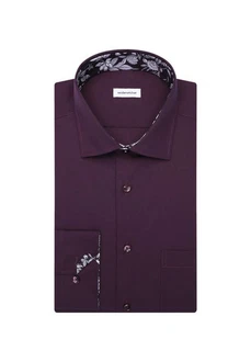 seidensticker Businesshemd Regular Langarm Kentkragen Uni Bordeaux/Lila/Dunkelrot/Dunkelblau