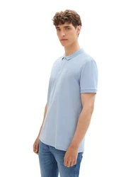 TOM TAILOR Denim Poloshirt mit Logo-Print Hellblau/Blau/Grau