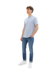 TOM TAILOR Denim Poloshirt mit Logo-Print Hellblau/Blau/Grau
