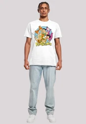 F4NT4STIC T-Shirt Die Familie Feuerstein Group Circle Print Weiß/Lila/Beige/Gelb