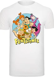 F4NT4STIC T-Shirt Die Familie Feuerstein Group Circle Print Weiß/Lila/Beige/Gelb