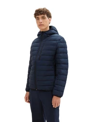 TOM TAILOR Denim Jacke mit Kapuze Dunkelblau/Blau