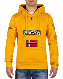 Kapuzenpullover Herren Hoodie bagymclass Mustarde Yellow 3XL mit Norwegen Fahne als Emblem