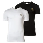 Versace T-Shirt Herren T-Shirt, 2er Pack, Rundhals Schwarz/Weiß/Dunkelblau/Lila