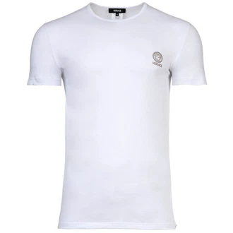 Versace T-Shirt Herren T-Shirt - Unterhemd, Rundhals, Stretch Weiß/Creme/Grau