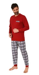 Normann Pyjama Herren Schlafanzug mit Bndchen Dunkelrot/Rot/Bordeaux