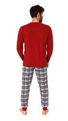 Normann Pyjama Herren Schlafanzug mit Bndchen Dunkelrot/Rot/Bordeaux