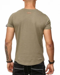 Frchtl T-Shirt mit Knopfleiste Dunkelgrün/Khaki