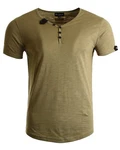 Frchtl T-Shirt mit Knopfleiste Dunkelgrün/Khaki