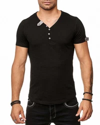 Frchtl T-Shirt mit Knopfleiste Schwarz/Dunkelgrau/Dunkelgrün/Grau