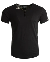 Frchtl T-Shirt mit Knopfleiste Schwarz/Dunkelgrau/Dunkelgrün/Grau