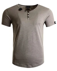 Frchtl T-Shirt mit Knopfleiste Grau/Khaki/Braun/Dunkelgrün/Beige