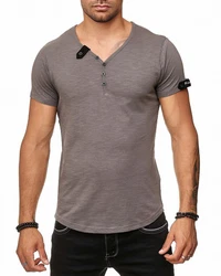 Frchtl T-Shirt mit Knopfleiste Grau/Khaki/Braun/Dunkelgrün/Beige