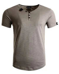 Frchtl T-Shirt mit Knopfleiste Grau/Khaki/Braun/Dunkelgrün/Beige