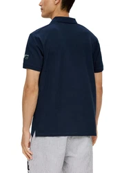 s.Oliver Kurzarmshirt Poloshirt Waffelpiqué Dunkelblau/Blau/Hellblau