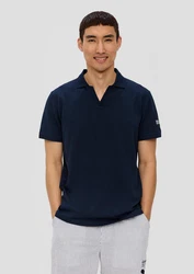 s.Oliver Kurzarmshirt Poloshirt Waffelpiqué Dunkelblau/Blau/Hellblau