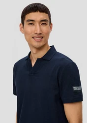 s.Oliver Kurzarmshirt Poloshirt Waffelpiqué Dunkelblau/Blau/Hellblau