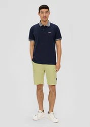 s.Oliver Stoffhose Jeans-Shorts Straight Leg High Rise Cargotaschen Dunkelblau/Beige/Blau