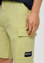 s.Oliver Stoffhose Jeans-Shorts Straight Leg High Rise Cargotaschen Dunkelblau/Beige/Blau