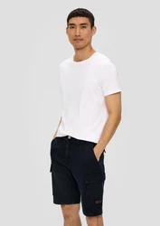 s.Oliver Stoffhose Jeans-Shorts Straight Leg High Rise Cargotaschen Weiß/Creme