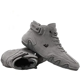 Winter Warm Schuhe Herren Gepolsterte Leder Schneestiefel Outdoorwinterstiefel