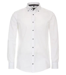 VENTI Businesshemd Rundhalsshirt Creme/Weiß