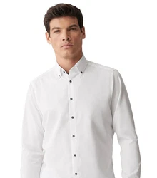 VENTI Businesshemd Rundhalsshirt Creme/Weiß