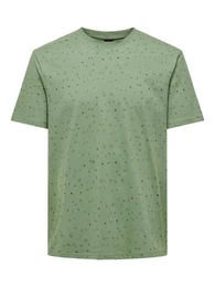 T-Shirt T-Shirt Rundhals Kurzarm Basic Baumwolle bequem 7728 in Grn-3