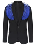 Allthemen Sakko Herren Smokingjacke Blazer Blau/Dunkelblau