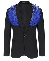 Allthemen Sakko Herren Smokingjacke Blazer Blau/Dunkelblau