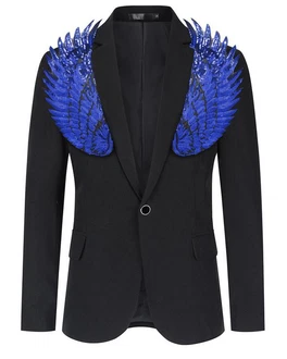 Allthemen Sakko Herren Smokingjacke Blazer Blau/Dunkelblau